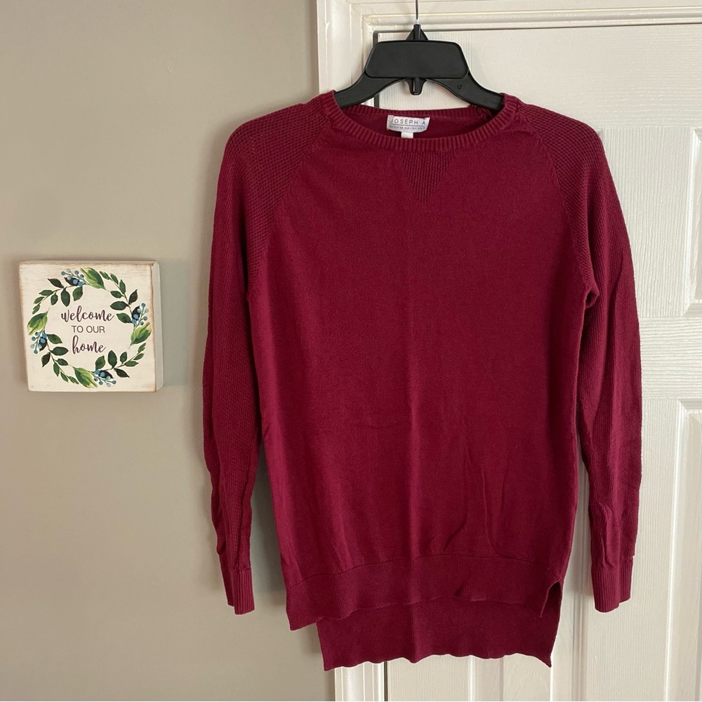 Joseph A Silk Blend Womens Maroon Burgundy Sweater Knit Long Sleeves Small